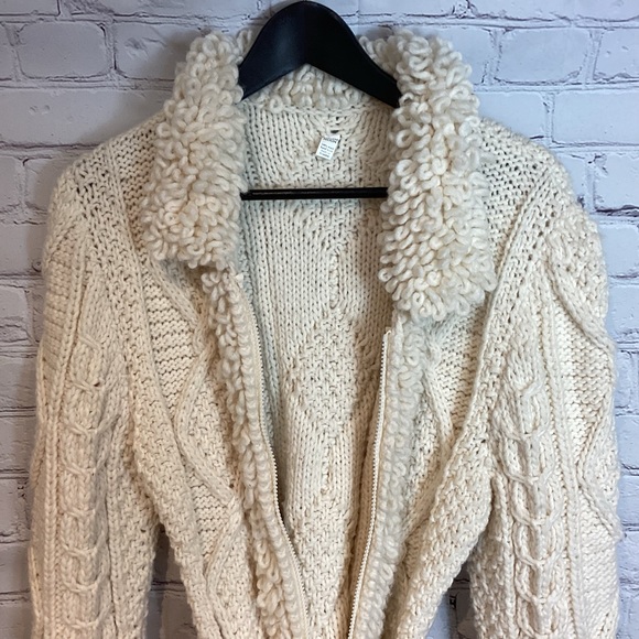 WEST OF THE MOON 100% WOOL LONG CARDIGAN SWEATER COAT WINTER WHITE SZ MED - Picture 4 of 13